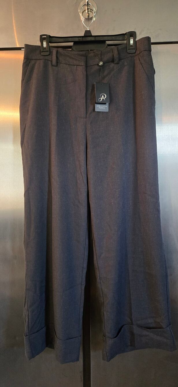 Adrianna Papell Women's Heather Steel Straight Leg Trouser Pants Sz 12 NWT